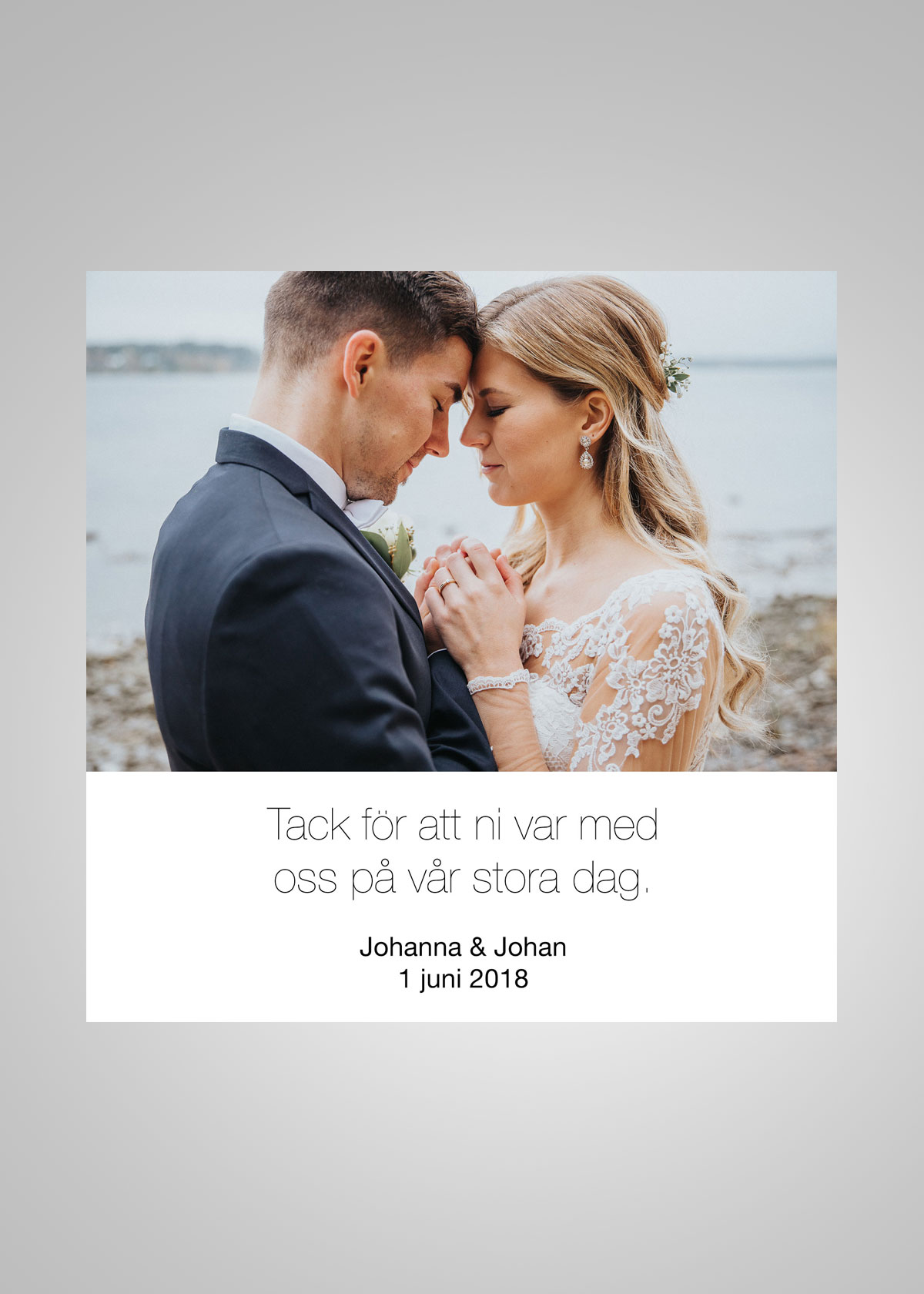 Tackkort med egen text för liggande bild
