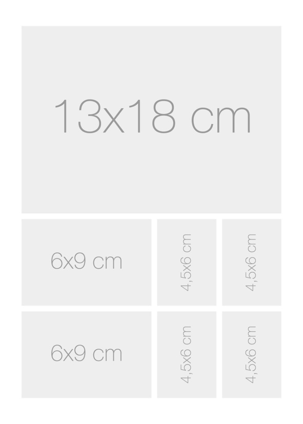 Bildmodul 1 st 13x18 cm + 2 st 6x9 cm + 4 st 4,5x6 cm