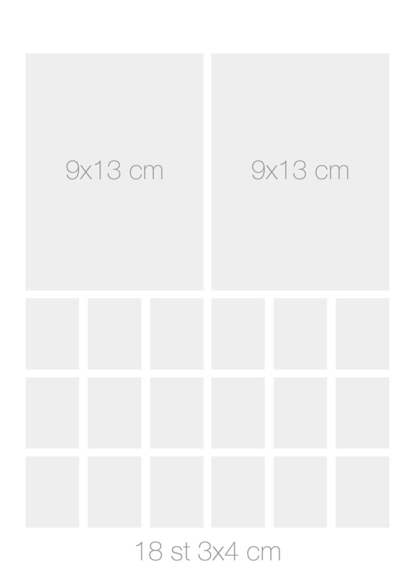 Bildmodul 2 st 9x13 cm + 18 st 3x4 cm