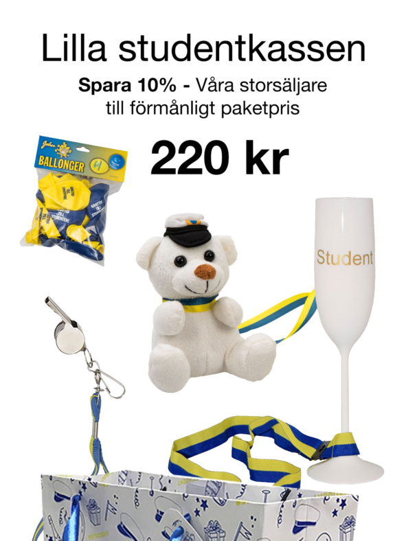 Lilla studentkassen med studentpresenter