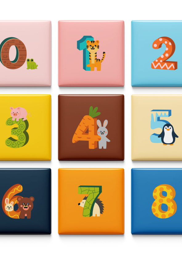 Mattemagneter 13 st 5x5 cm