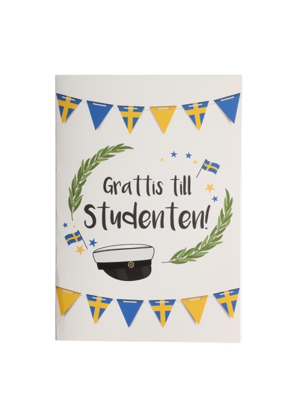 Studentkort Grattis till studenten girlang 12x17 cm