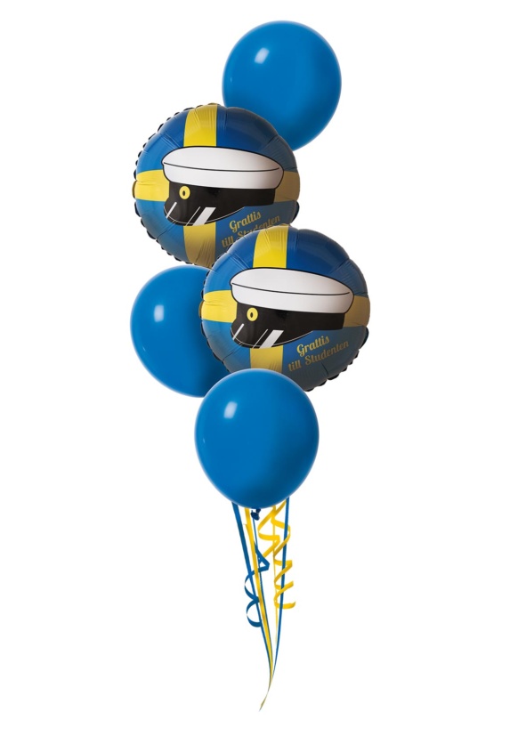 Ballongbukett Standard Blå Folieballong Heliumballong