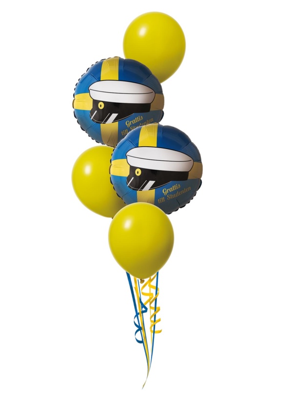 Ballongbukett Standard Gul Folieballong Heliumballong